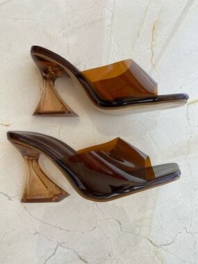 Women’s Amber Transparent Lucite Mule Heels